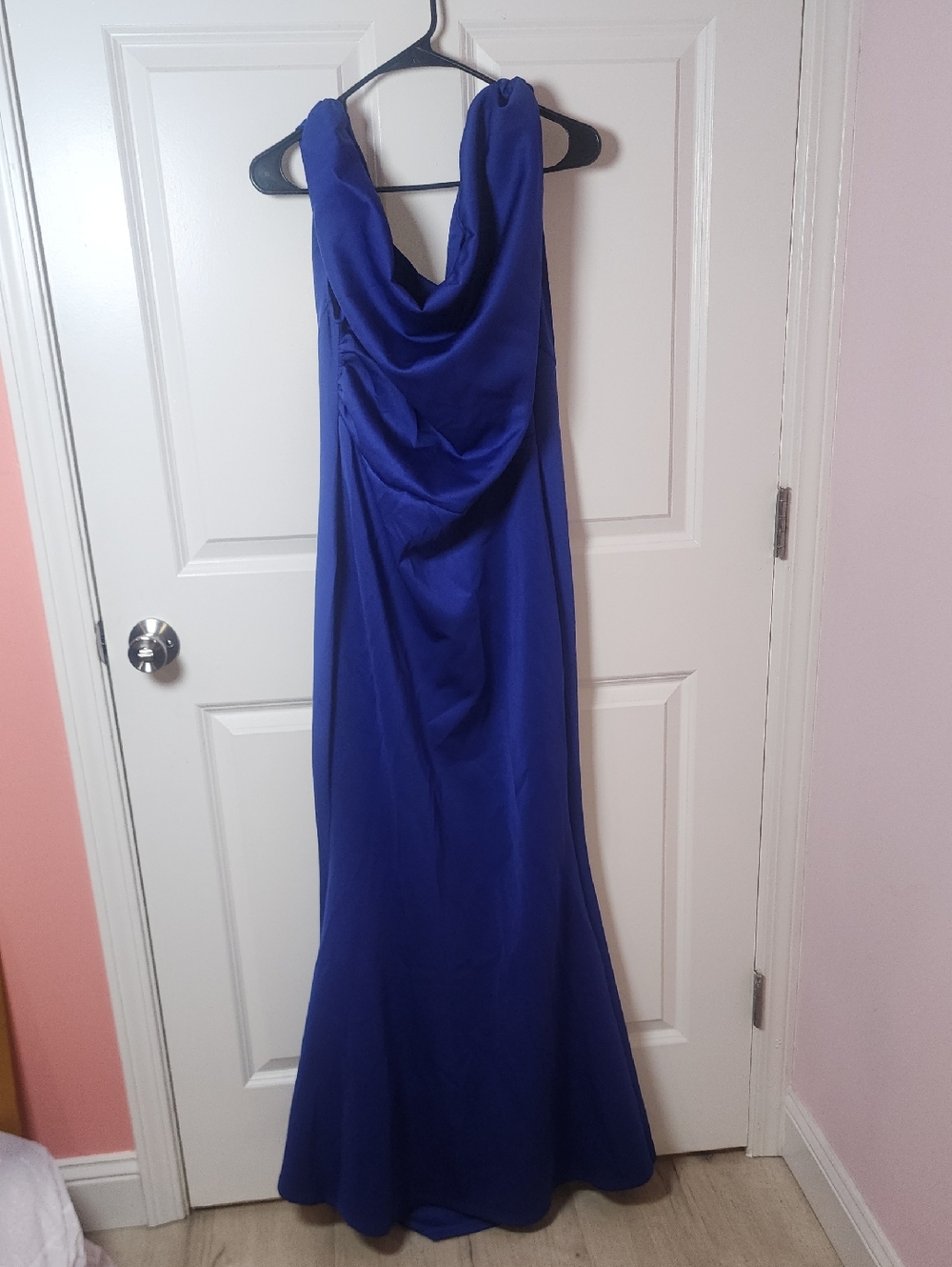 Royal Blue Cowl-Back Evening Gown